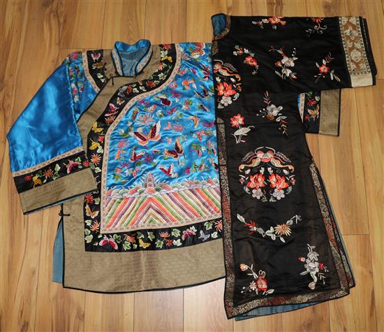 Two Chinese embroidered silk gowns